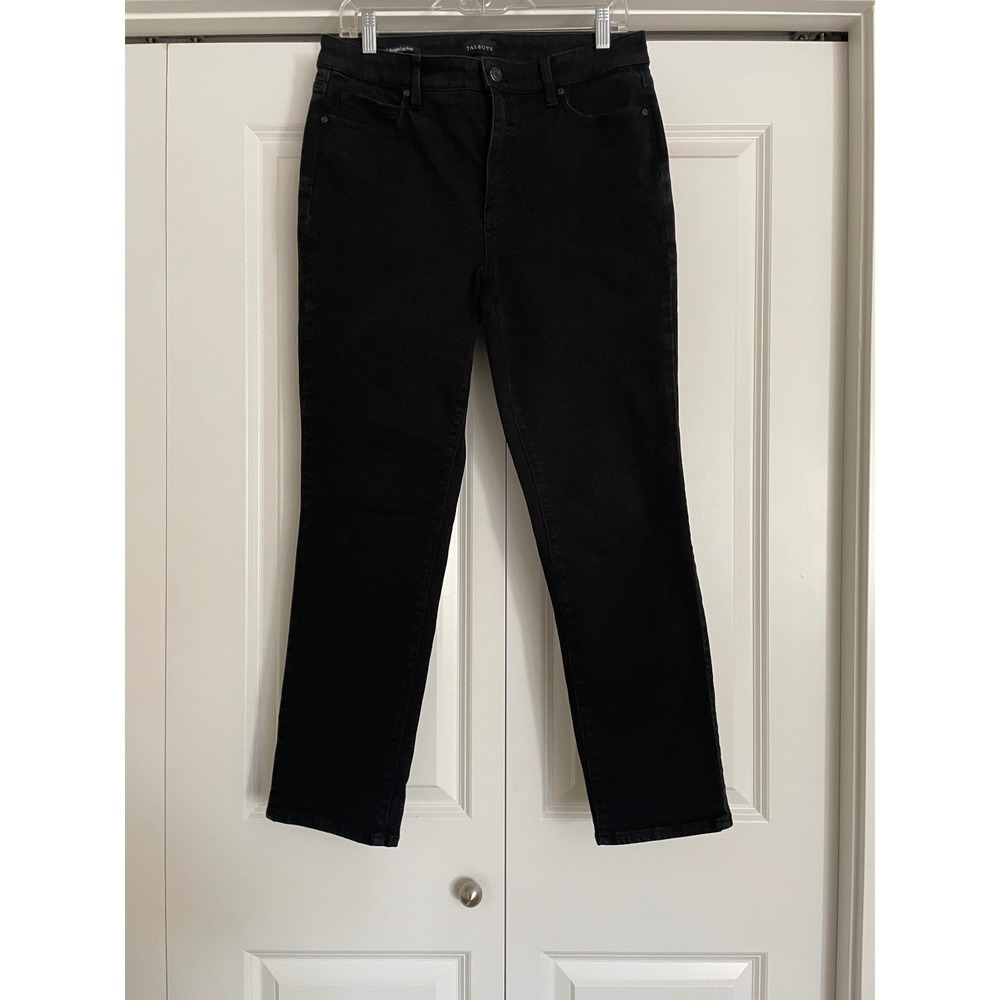 Talbots Straight Leg Jeans Black Wash Classic Stretch Denim Preppy Size 10P